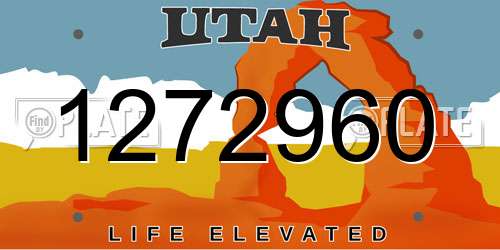 1272960 Utah License Plate