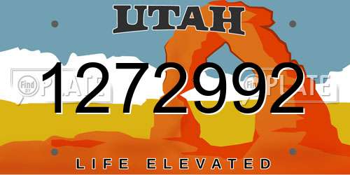 1272992 Utah License Plate
