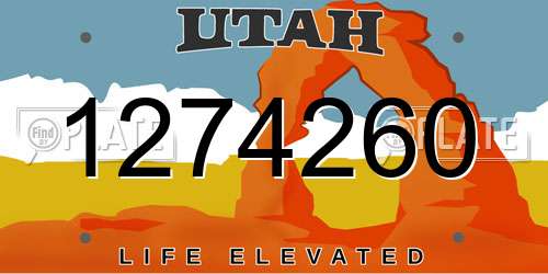 1274260 Utah License Plate