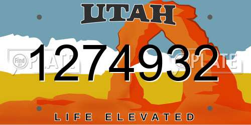 1274932 Utah License Plate