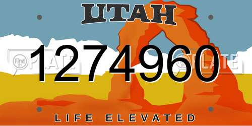 1274960 Utah License Plate