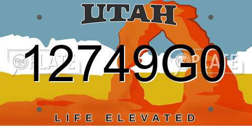 12749G0 Utah License Plate