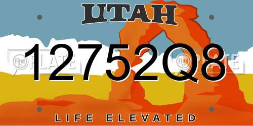12752Q8 Utah License Plate
