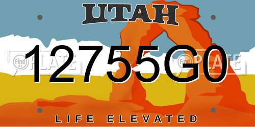 12755G0 Utah License Plate