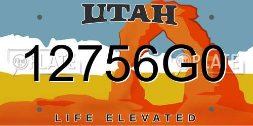 12756G0 Utah License Plate