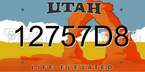 12757D8 Utah License Plate
