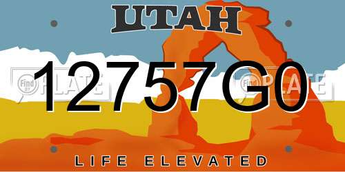 12757G0 Utah License Plate