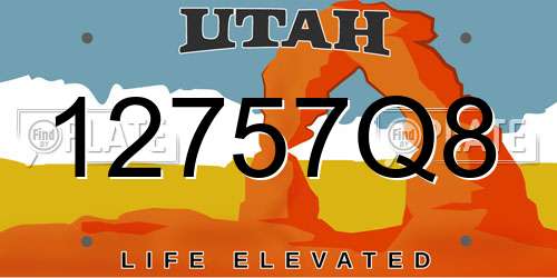 12757Q8 Utah License Plate