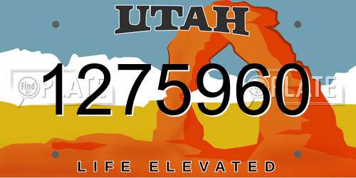 1275960 Utah License Plate