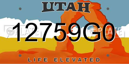 12759G0 Utah License Plate