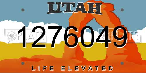 1276049 Utah License Plate