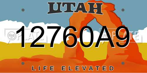 12760A9 Utah License Plate