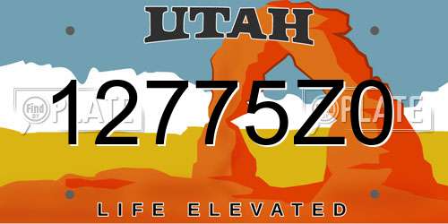 12775Z0 Utah License Plate