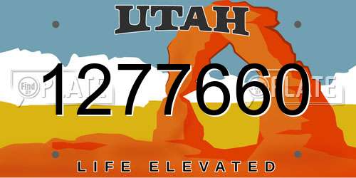 1277660 Utah License Plate
