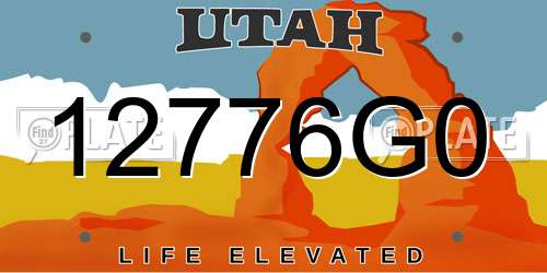 12776G0 Utah License Plate