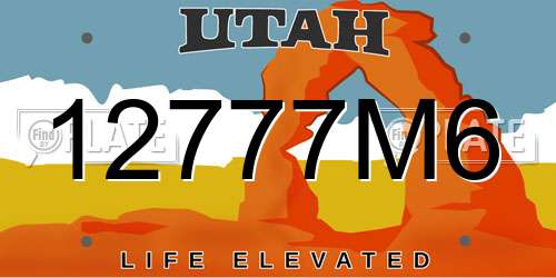 12777M6 Utah License Plate