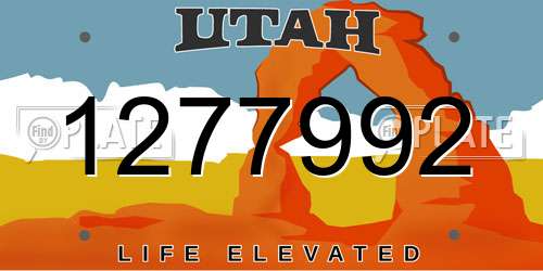 1277992 Utah License Plate