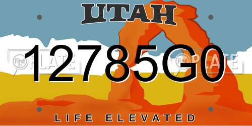12785G0 Utah License Plate