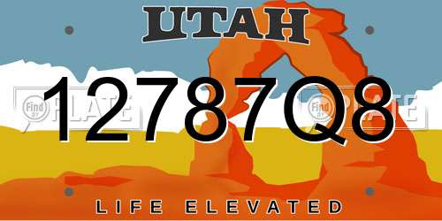12787Q8 Utah License Plate