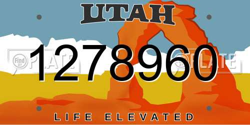 1278960 Utah License Plate