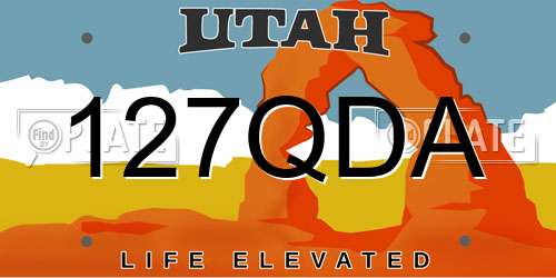 127QDA Utah License Plate