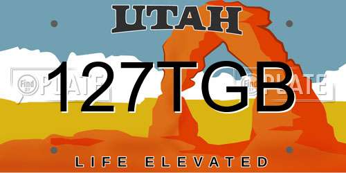 127TGB Utah License Plate