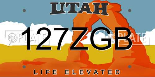 127ZGB Utah License Plate