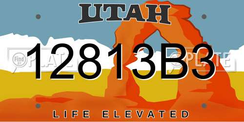 12813B3 Utah License Plate