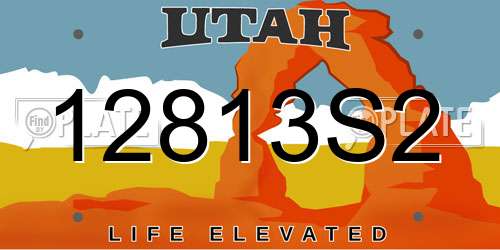 12813S2 Utah License Plate