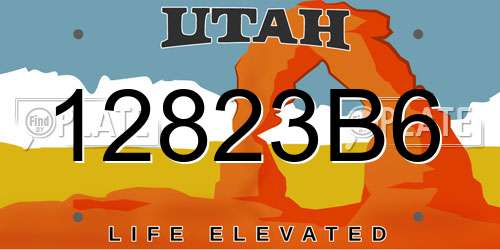 12823B6 Utah License Plate