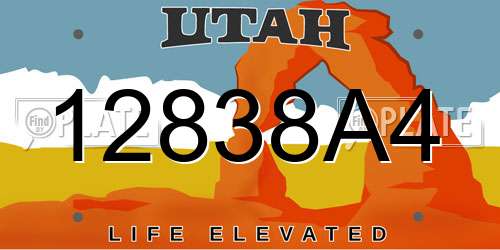 12838A4 Utah License Plate