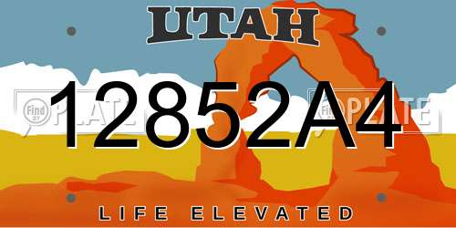 12852A4 Utah License Plate