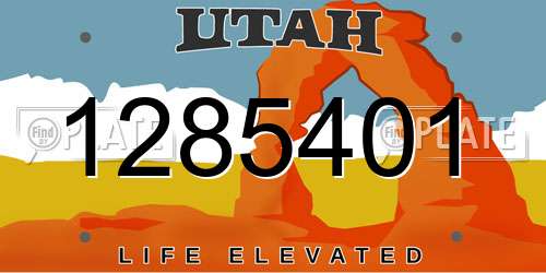 1285401 Utah License Plate