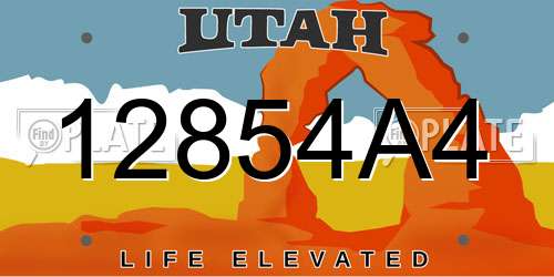 12854A4 Utah License Plate