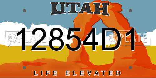 12854D1 Utah License Plate