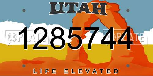 1285744 Utah License Plate