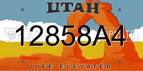 12858A4 Utah License Plate