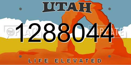 1288044 Utah License Plate