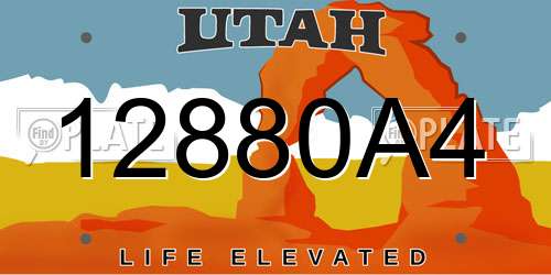 12880A4 Utah License Plate