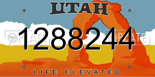 1288244 Utah License Plate