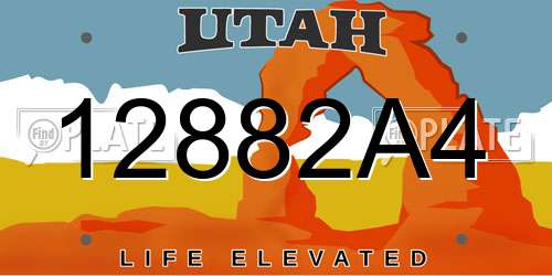12882A4 Utah License Plate