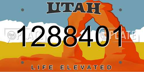 1288401 Utah License Plate