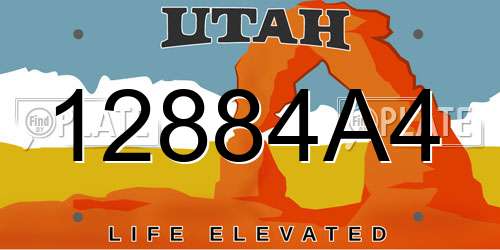 12884A4 Utah License Plate