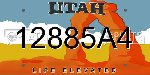12885A4 Utah License Plate