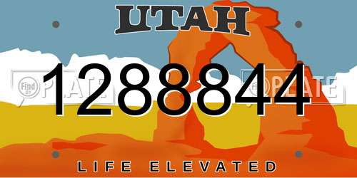 1288844 Utah License Plate