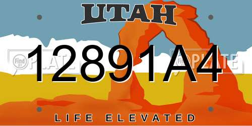 12891A4 Utah License Plate