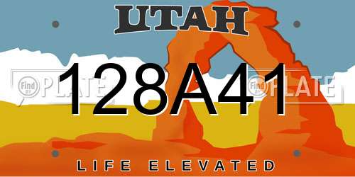 128A41 Utah License Plate