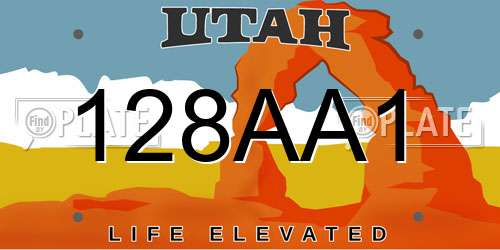 128AA1 Utah License Plate