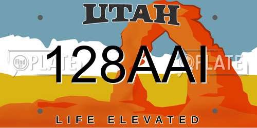 128AAI Utah License Plate