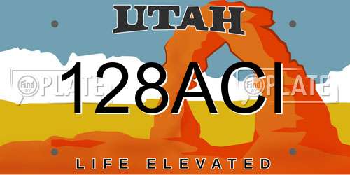 128ACI Utah License Plate